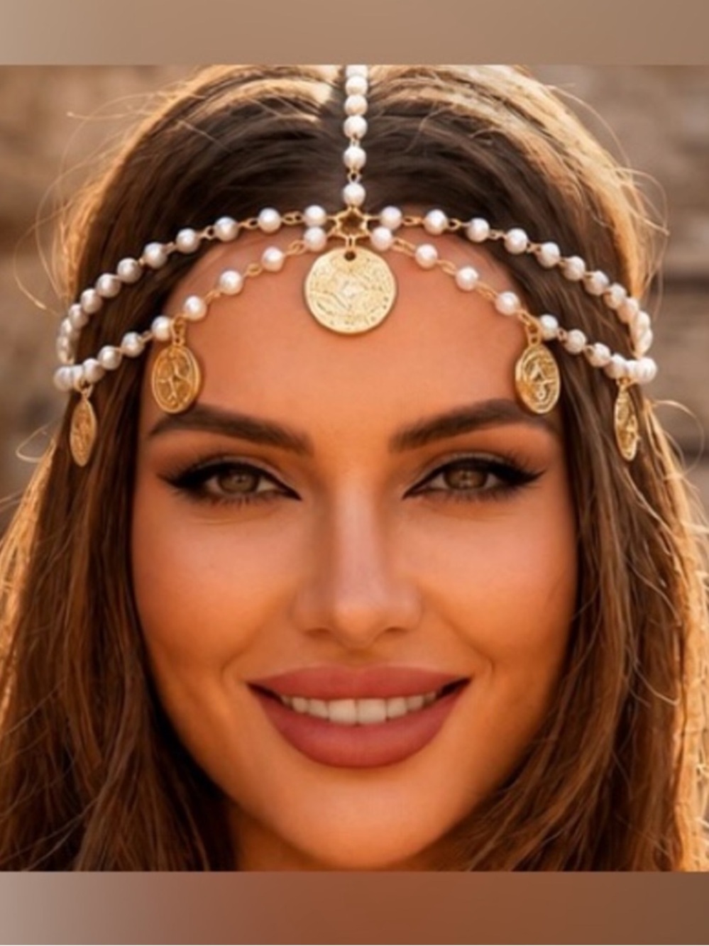 Luxe Boho Coin & Pearl Headpiece
